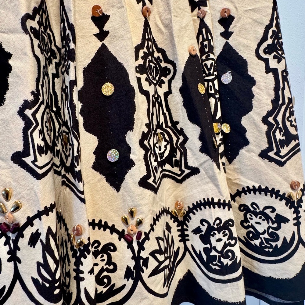 Sandy Arkman Cream and Black Women's Boho Sequin Skirt - Picture 7 of 7